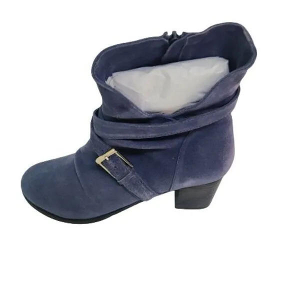 Matisse NIB Harper Blue Suede 3&quot; Heel Ankle Boots Size 11