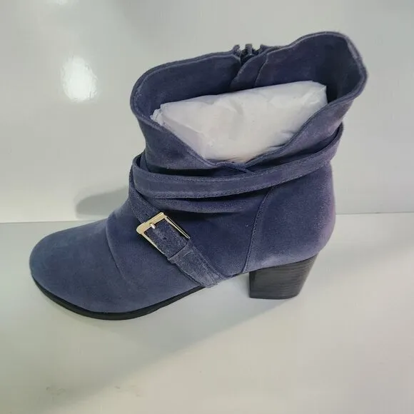 Matisse NIB Harper Blue Suede 3&quot; Heel Ankle Boots Size 11