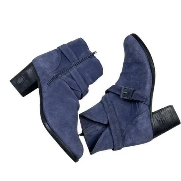 Matisse NIB Harper Blue Suede 3&quot; Heel Ankle Boots Size 11