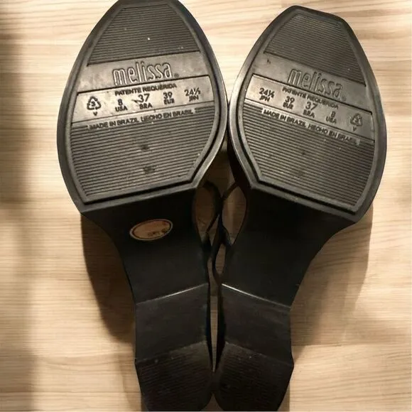 Melissa Black MelFlex Jelly Platform Ankle Strap Heel Shoe Vegan Sustainability