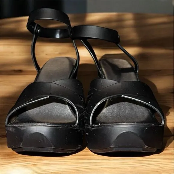 Melissa Black MelFlex Jelly Platform Ankle Strap Heel Shoe Vegan Sustainability