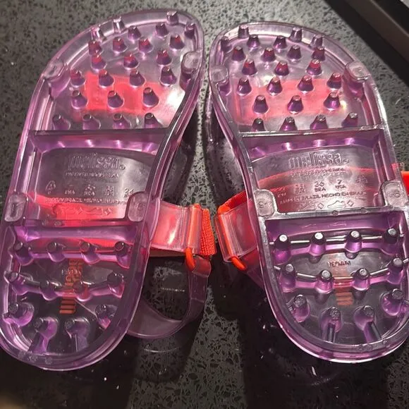 Melissa Papete Sandals in Lilac Orange Size 7 Preowned EUC