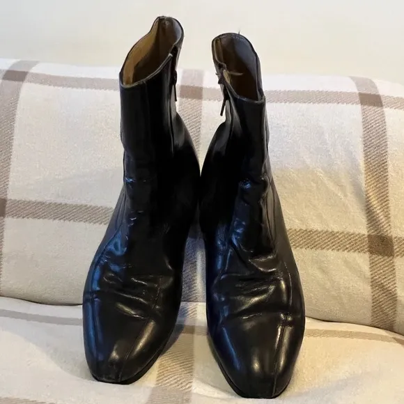 Men's 60/70s Mod Black Leather Boots -  Size 11-1/2 D
