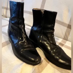Men's 60/70s Mod Black Leather Boots -  Size 11-1/2 D