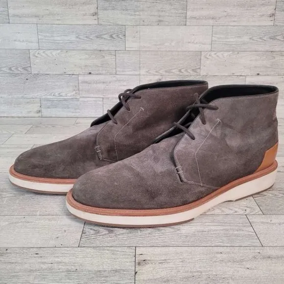 Men's Allen Edmonds Brooklyn Light Grey Suede Leather Chukka Boots Size 10