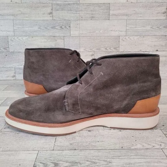 Men's Allen Edmonds Brooklyn Light Grey Suede Leather Chukka Boots Size 10