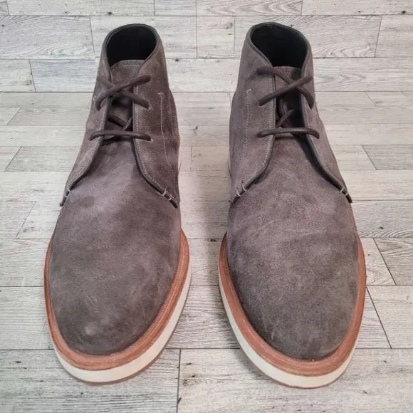 Men's Allen Edmonds Brooklyn Light Grey Suede Leather Chukka Boots Size 10