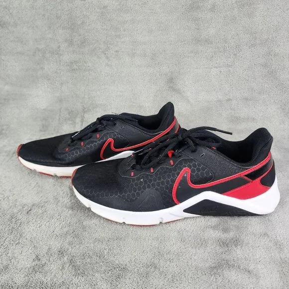 Mens Black &amp; Red Nike Legend Essential 2 Shoes Athletic Trainers Size 11
