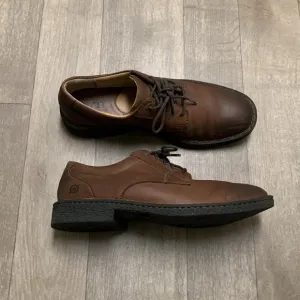Mens BORN Leather Lace Up Casual Dress Brown Oxford Shoes