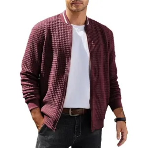 Mens Casual Jackets Lightweight Fall Bomber Jacket Full Zip Knit Sweater Jacket