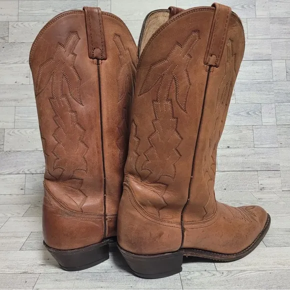 Men's Dan Post Milwaukee Western Brown Leather Rodeo Cowboy Boots Size 9.5 D