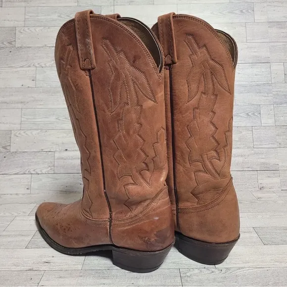 Men's Dan Post Milwaukee Western Brown Leather Rodeo Cowboy Boots Size 9.5 D