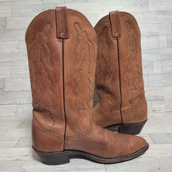 Men's Dan Post Milwaukee Western Brown Leather Rodeo Cowboy Boots Size 9.5 D