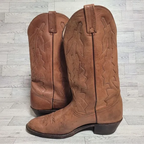 Men's Dan Post Milwaukee Western Brown Leather Rodeo Cowboy Boots Size 9.5 D