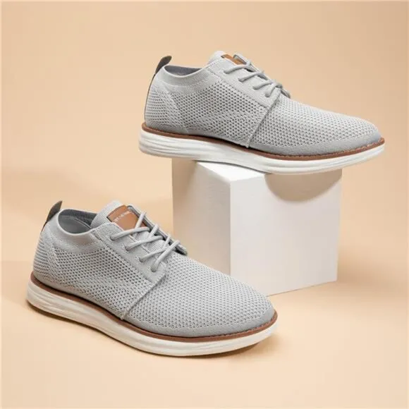 Men's Lightweight Knit Mesh Sneakers Breathable Lace-Up Casual Walking Shoes