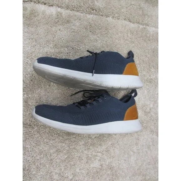 Mens Navy Amhurst Knit Sneakers With Brown Accents By Johnston &amp; Murphy Size 12