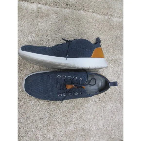 Mens Navy Amhurst Knit Sneakers With Brown Accents By Johnston &amp; Murphy Size 12