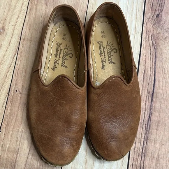 Men’s SABAH Handmade Premium Leather Loafer Slip On Shoe Brown Size 45 US 12.5