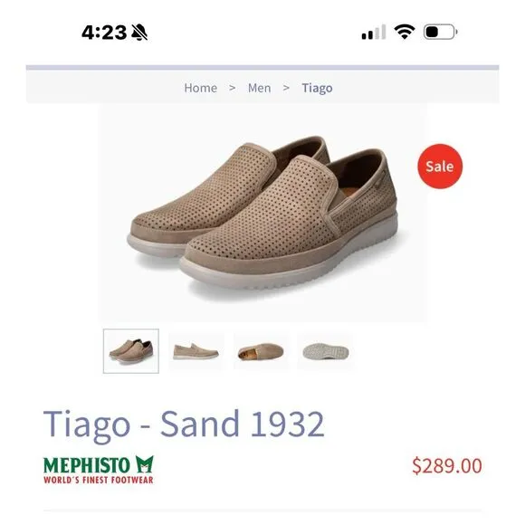 MEPHISTO TIAGO PERFORATED LOAFER MEN LEATHER TAN SHOES AIR RELAX SIZE 9