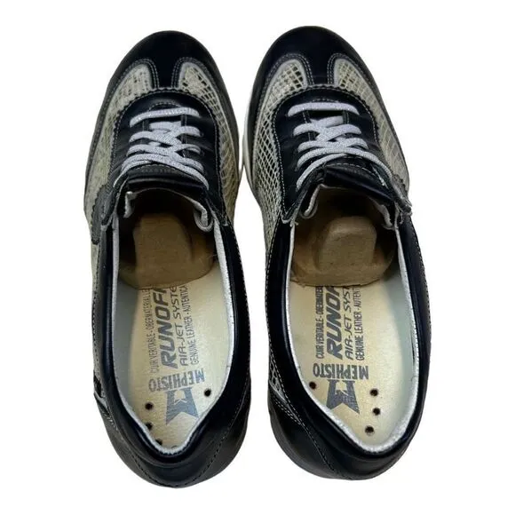 Mephisto Women's Athleisure Leather Air-Jet System Sneakers Shoes Black Size 7