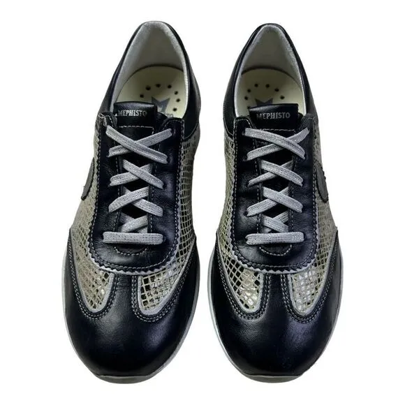 Mephisto Women's Athleisure Leather Air-Jet System Sneakers Shoes Black Size 7