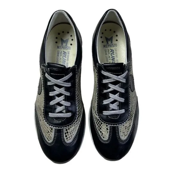 Mephisto Women's Athleisure Leather Air-Jet System Sneakers Shoes Black Size 7
