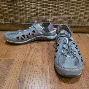 Merrell Performance Outdoor Hydro Hiking Sport Sandals in Brindle/Powder Blue. 9