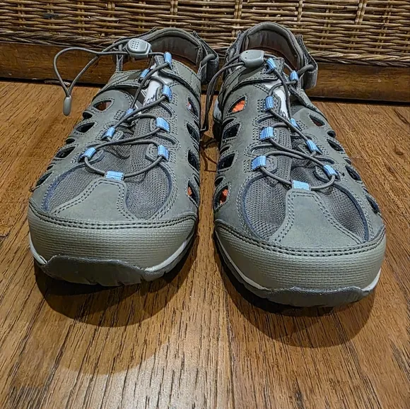 Merrell Performance Outdoor Hydro Hiking Sport Sandals in Brindle/Powder Blue. 9