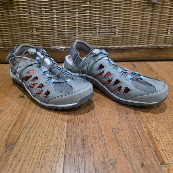 Merrell Performance Outdoor Hydro Hiking Sport Sandals in Brindle/Powder Blue. 9