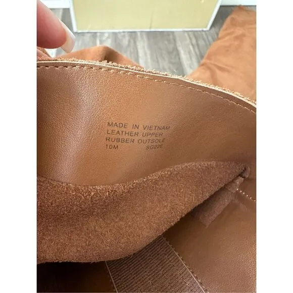 Michael Kors Slouchy Suede Round Toe Heeled Pull-on Leigh Boots Luggage Size 10