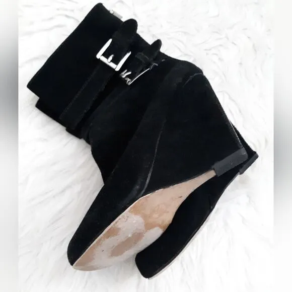 Michael Kors Suede Zip Wedge Boots 6