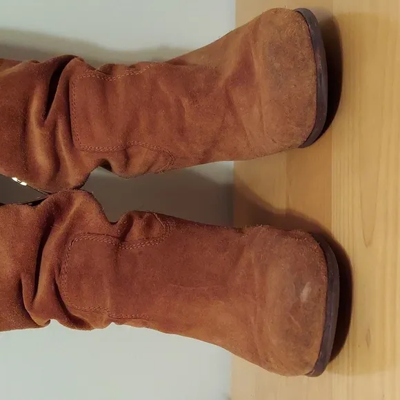 MICHAEL Michael Kors Camel Brown Suede Knee High Boots with Buckle Detail Size 8