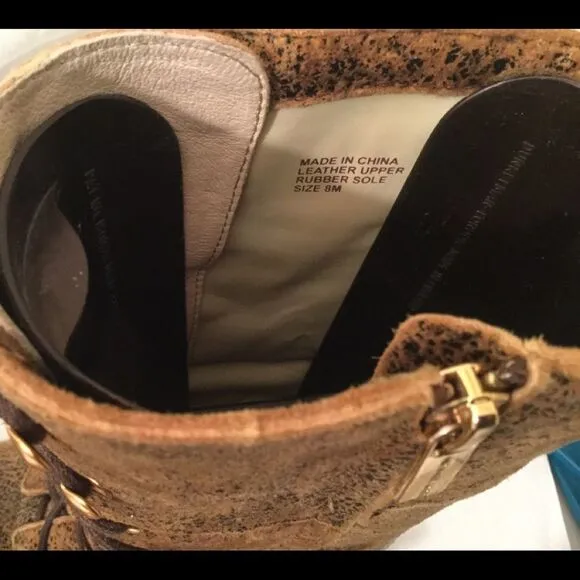 Michael Kors Speckled Leather Suede Lace up Wedge