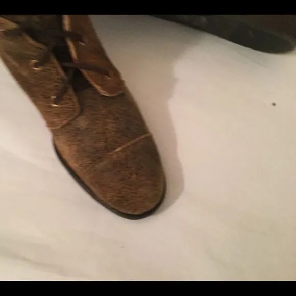 Michael Kors Speckled Leather Suede Lace up Wedge