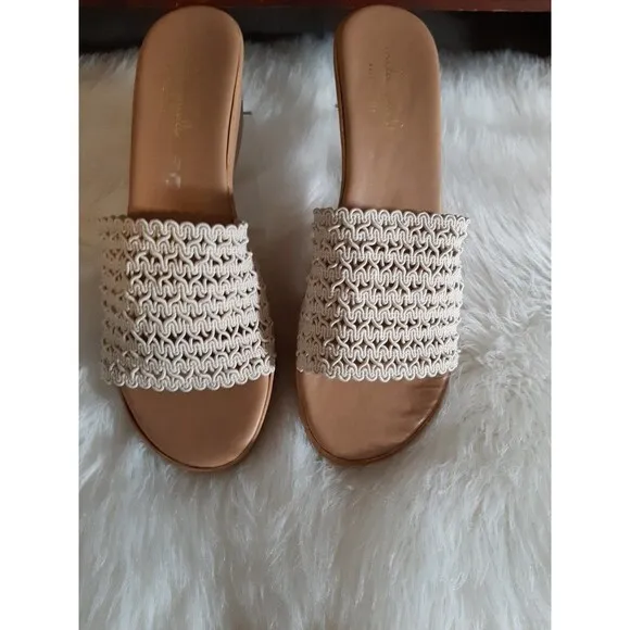 Mila Paoli Made In Italy Woven Sandals Women's 9.5 Slide w/Wedge Heels