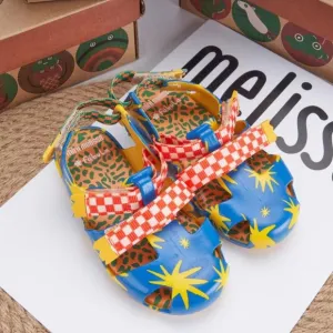 MINI MELISSAIoio   Fabula Inf Sandal, Blue &amp; Yellow Sandals