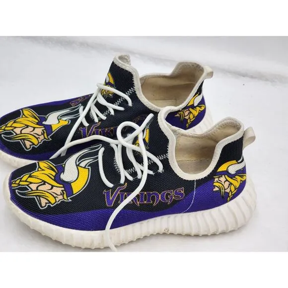 Minnesota Vikings Logo Design Sneakers Mens 7 Womens 9 40 EU Purple Sports Shoes