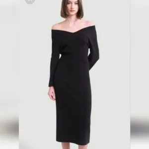 MODERN CITIZEN BREA OFF-SHOULDER V-NECK LONG SLEEVE MIDI SWEATER DRESS S…