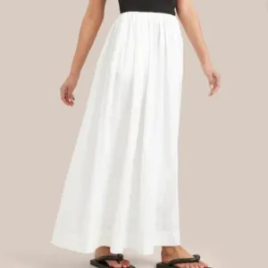 Modern Citizen Zadie White 100% Cotton Maxi Elastic Waist Circle Skirt L