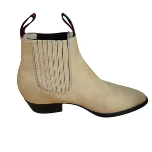 Moreno Romero Beige Leather Chelsea Western Boots Size 2.5 KIDS With Biflex Sole