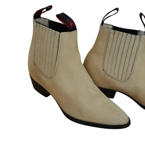Moreno Romero Beige Leather Chelsea Western Boots Size 2.5 KIDS With Biflex Sole