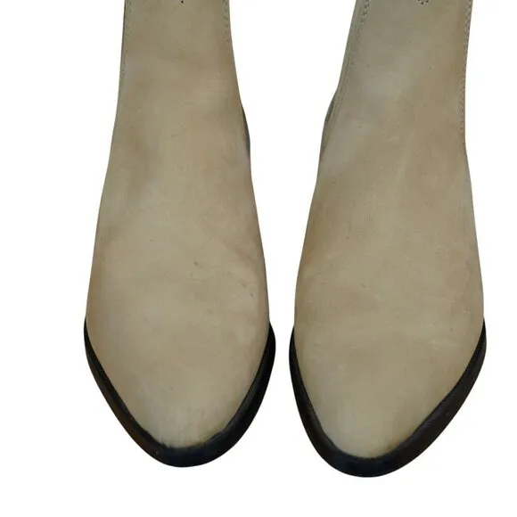 Moreno Romero Beige Leather Chelsea Western Boots Size 2.5 KIDS With Biflex Sole