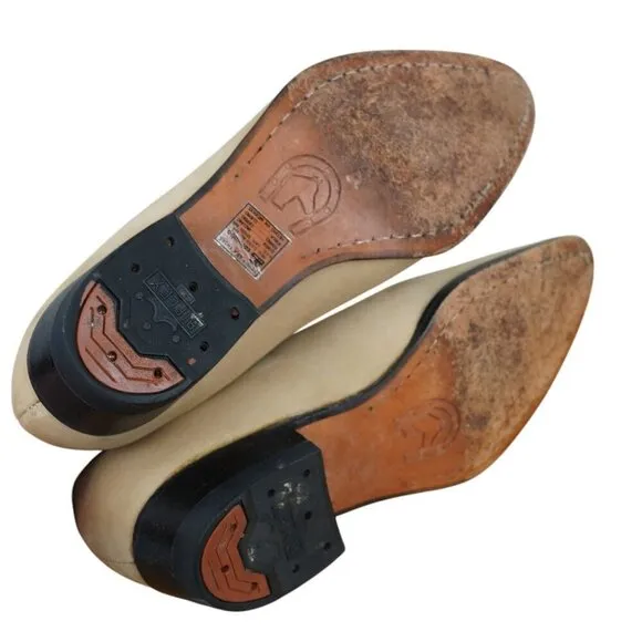 Moreno Romero Beige Leather Chelsea Western Boots Size 2.5 KIDS With Biflex Sole