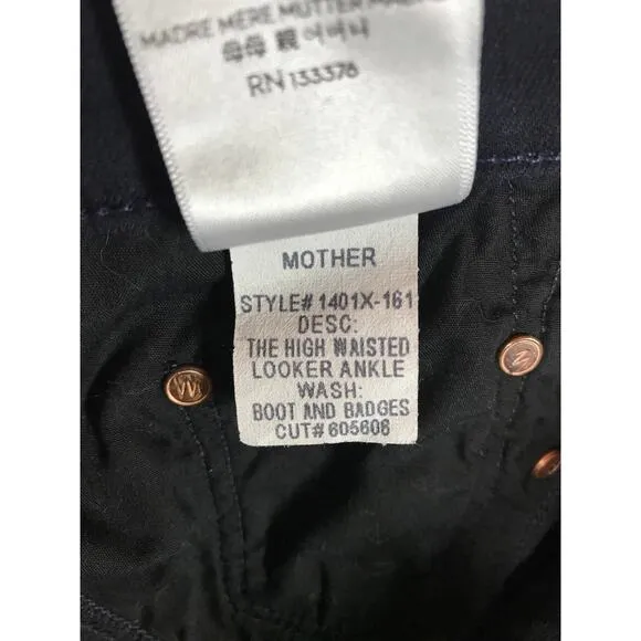 Mother Denim Womens 25 0 High Waisted Looker Boots and Badges Jean Capsule Edgy