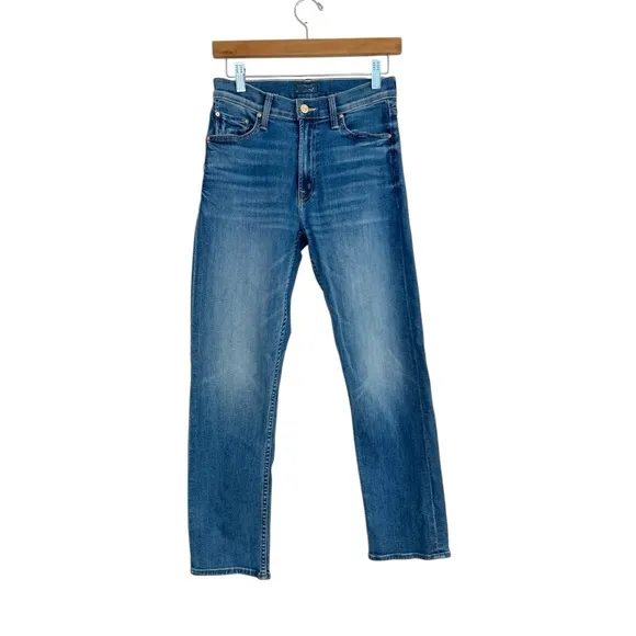 MOTHER Lhasa Love The Mid Rise Rider Ankle Cropped Straight Jeans, Size 27