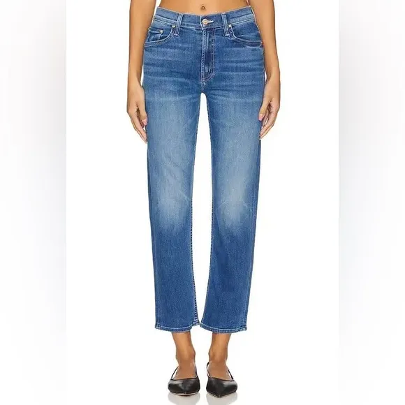 MOTHER Lhasa Love The Mid Rise Rider Ankle Cropped Straight Jeans, Size 27
