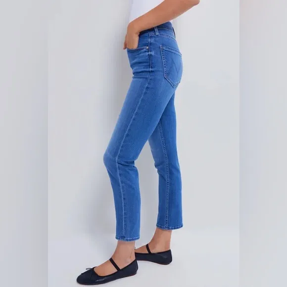 MOTHER Lhasa Love The Mid Rise Rider Ankle Cropped Straight Jeans, Size 27