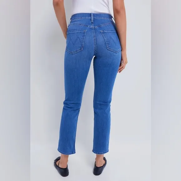MOTHER Lhasa Love The Mid Rise Rider Ankle Cropped Straight Jeans, Size 27