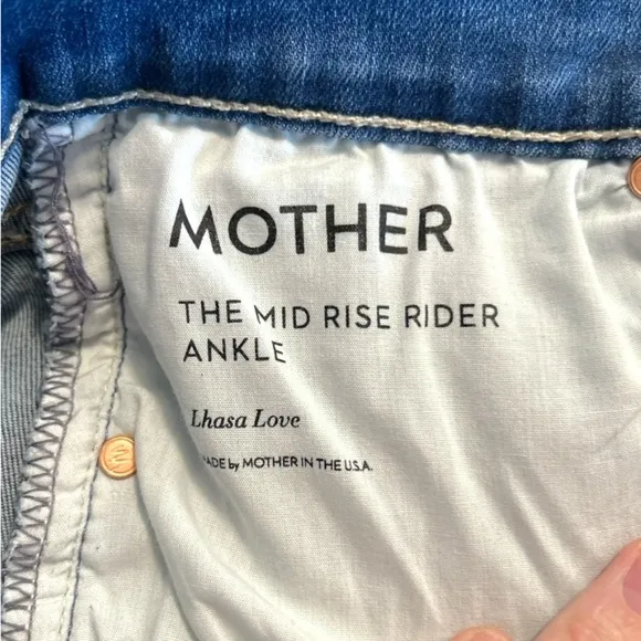MOTHER Lhasa Love The Mid Rise Rider Ankle Cropped Straight Jeans, Size 27