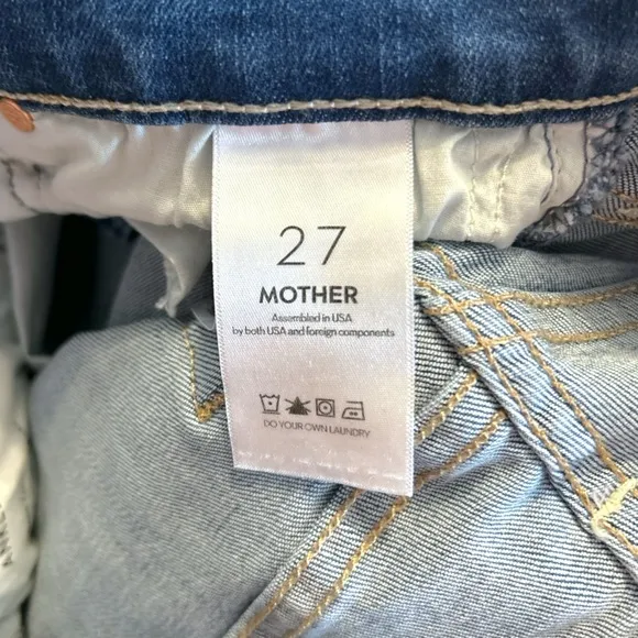 MOTHER Lhasa Love The Mid Rise Rider Ankle Cropped Straight Jeans, Size 27